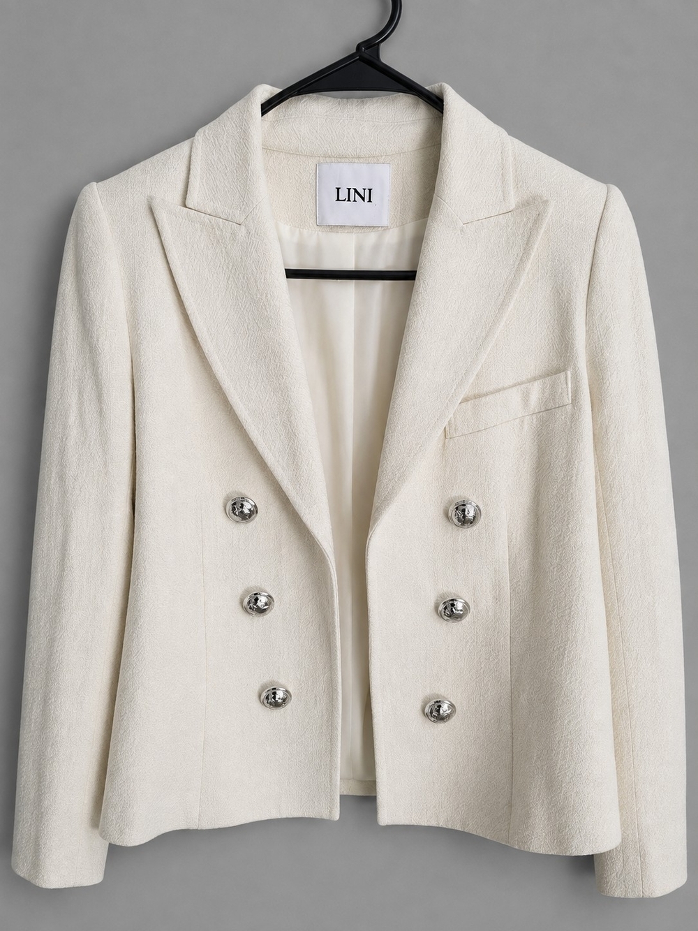 LINI Women's Double-Breasted Cream Blazer